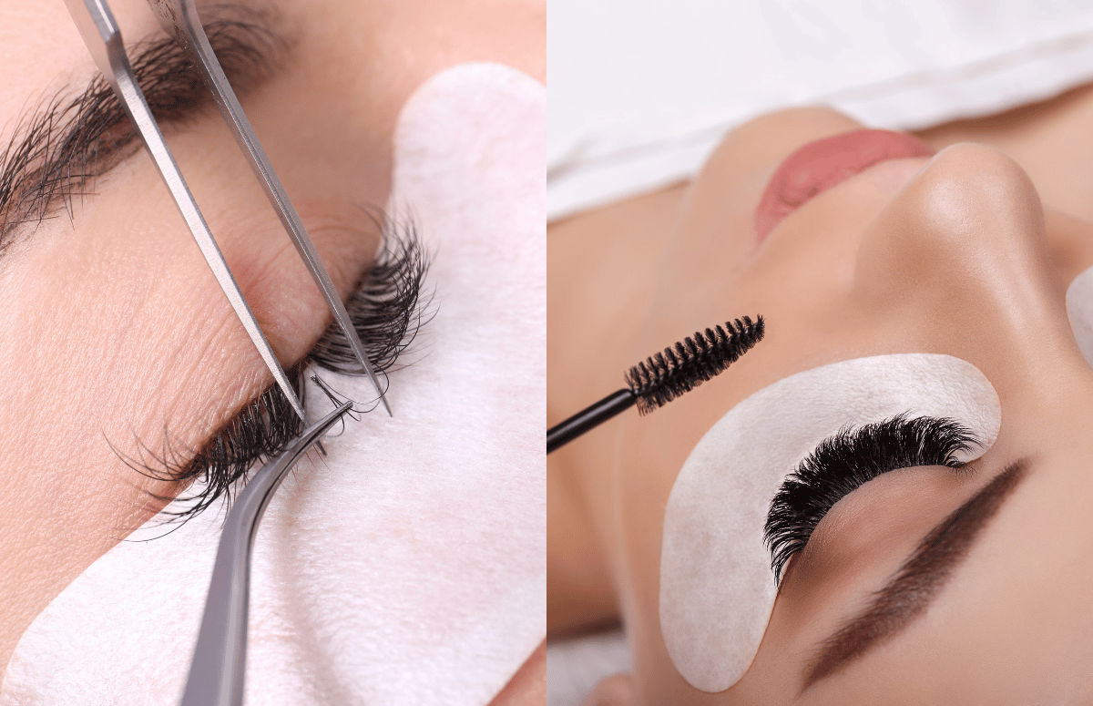 Séance d'extensions de cils